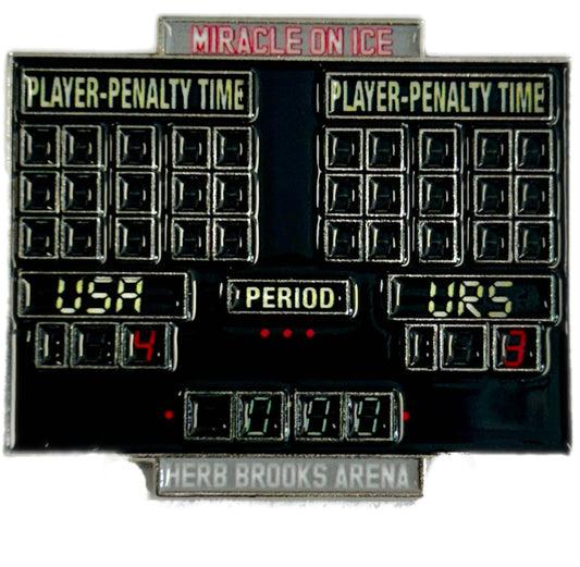 Miracle on Ice 1980 Team Scoreboard Official Collectors Pin 1.5"X1.5"