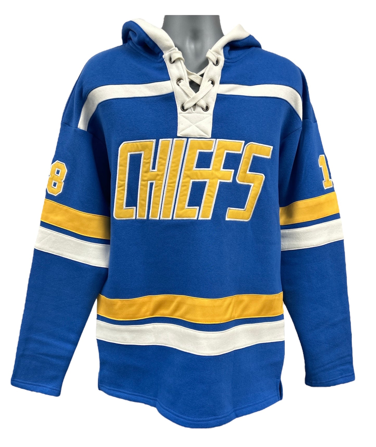 Slap Shot Chiefs Lace Hoodie Royal Blue - Hanson Brothers #18