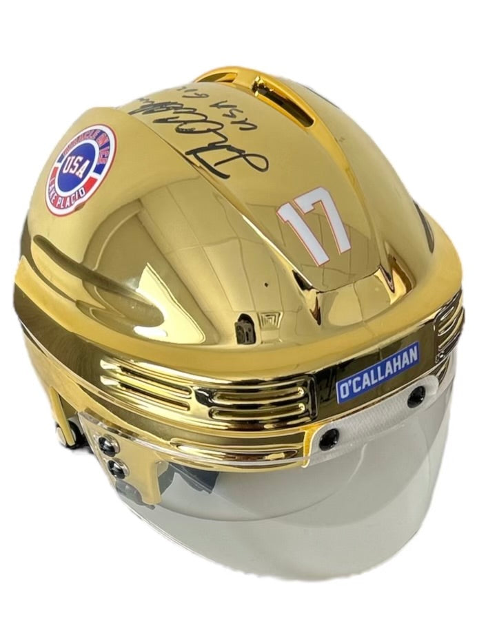 Jack O'Callahan USA Hockey Miracle on Ice Gold Mini Hockey Helmet Hand Signed