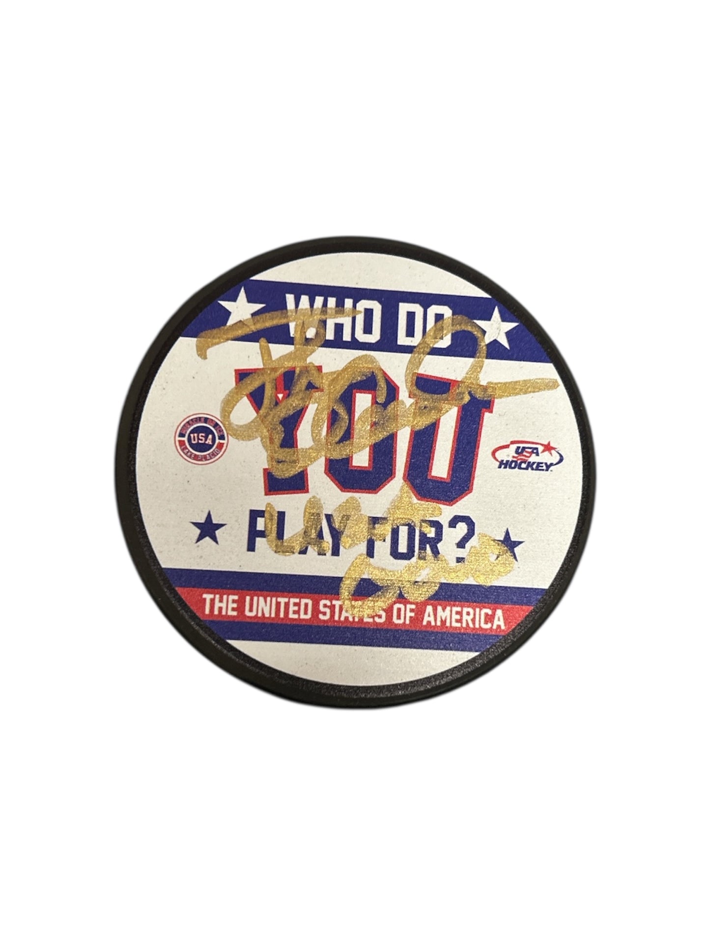 Jack O'Callahan Signed USA Hockey Miracle On Ice Hockey Who Do You Play For Puck