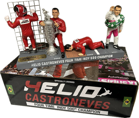 Helio Castroneves Signed (Indy 500 Hall of Fame 5/22/25) Officially Licensed 4 Time Winner set (Box slightly Damage on the corners)