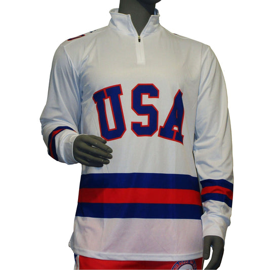 USA Hockey Adult Miracle on Ice 1980 Team Jersey White 1/4 Zip Pullover