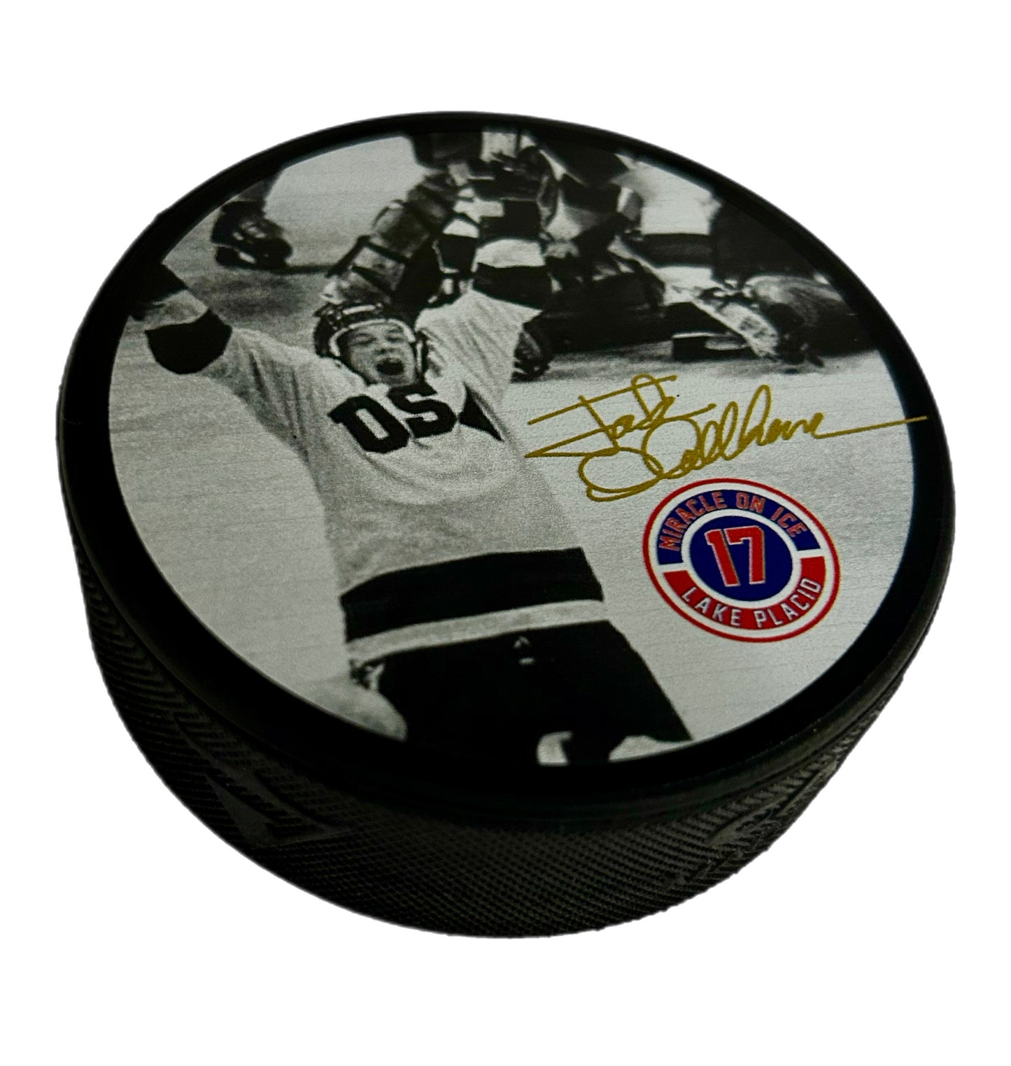 Jack O'Callahan Miracle On Ice Celebration Hockey Puck