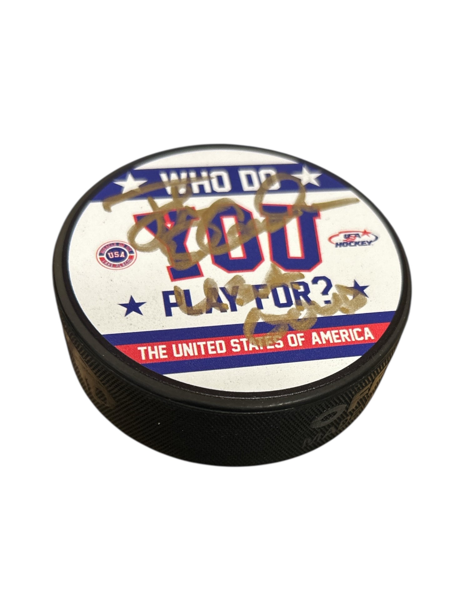 Jack O'Callahan Signed USA Hockey Miracle On Ice Hockey Who Do You Play For Puck