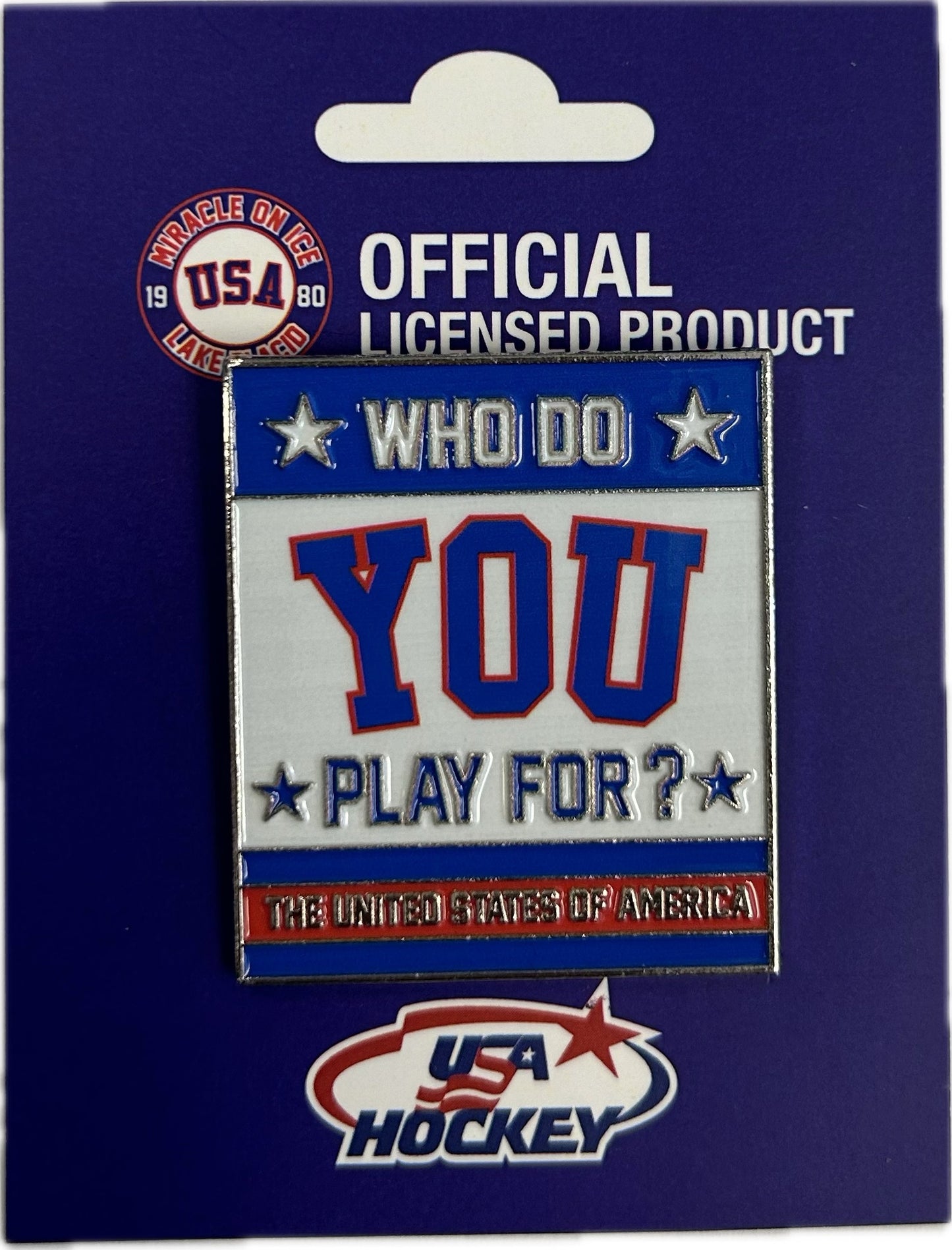 USA Hockey Miracle on Ice 1980 Official Who Do You Play For Lapel Pin