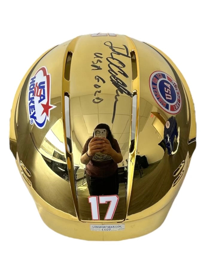 Jack O'Callahan USA Hockey Miracle on Ice Gold Mini Hockey Helmet Hand Signed