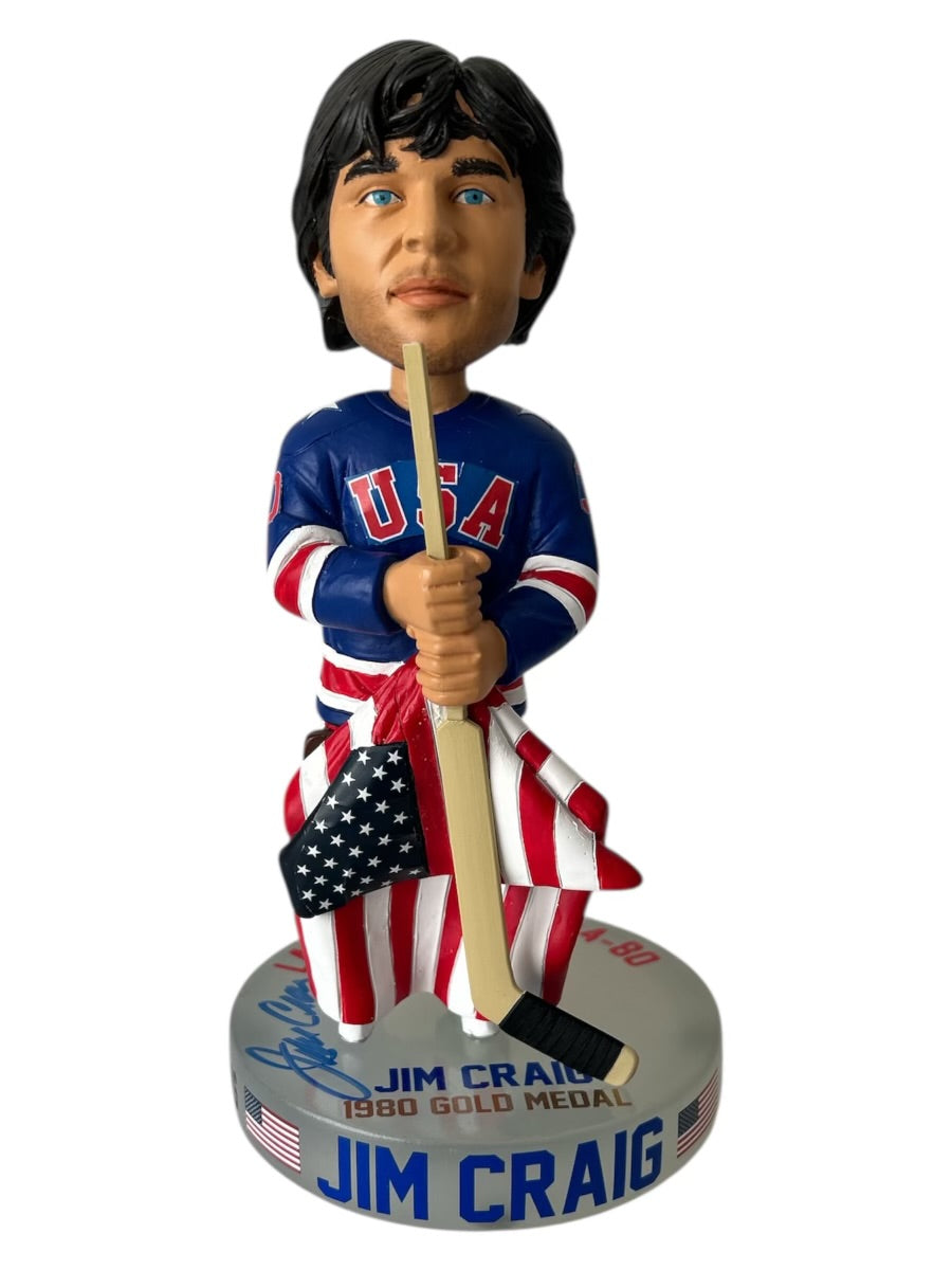 Jim Craig Signed 1980 Olympics Lake Placid Gold Medal “Miracle On Ice”. Officially Bobblehead Edition of 144 - Ships by 9/01/25