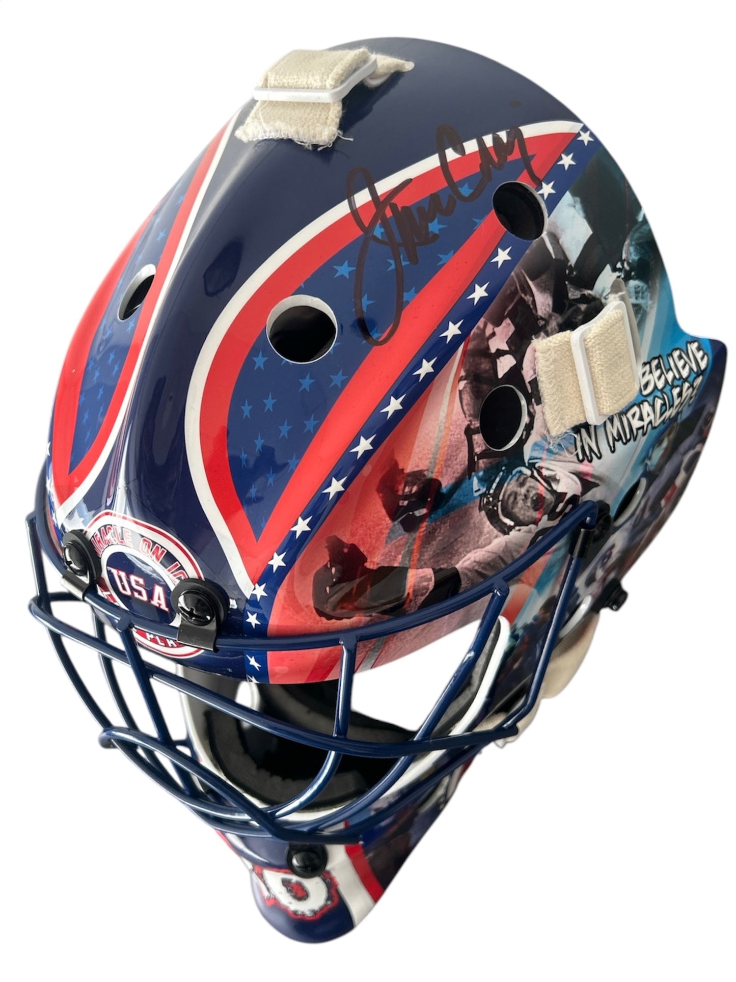 Jim Craig Signed Miracle on Ice Blue cage Goalie Mask