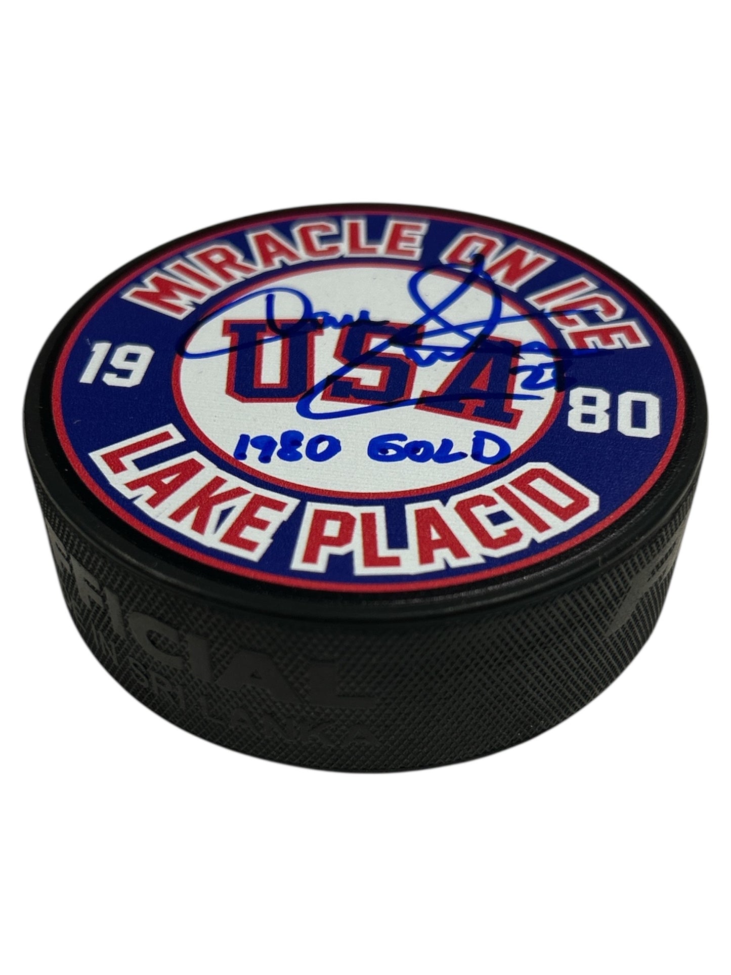 Dave Christian Miracle on Ice 1980 USA Lake Placid Hockey Puck - Signed