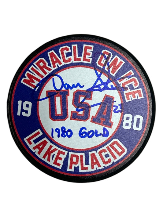 Dave Christian Miracle on Ice 1980 USA Lake Placid Hockey Puck - Signed