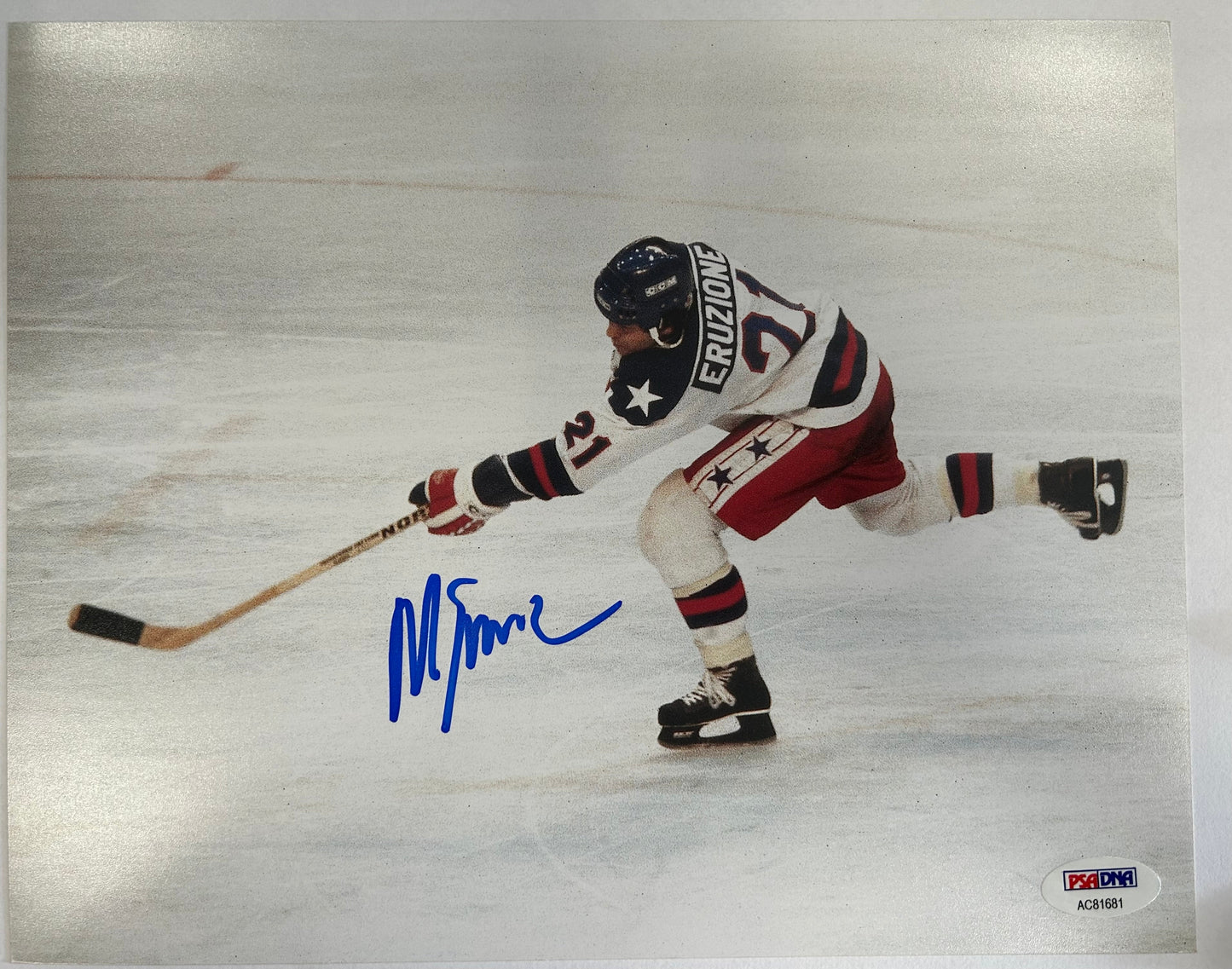 Mike Eruzione "The Shot" Miracle on Ice 1980 USA Hockey Team Signed Photo 8X10