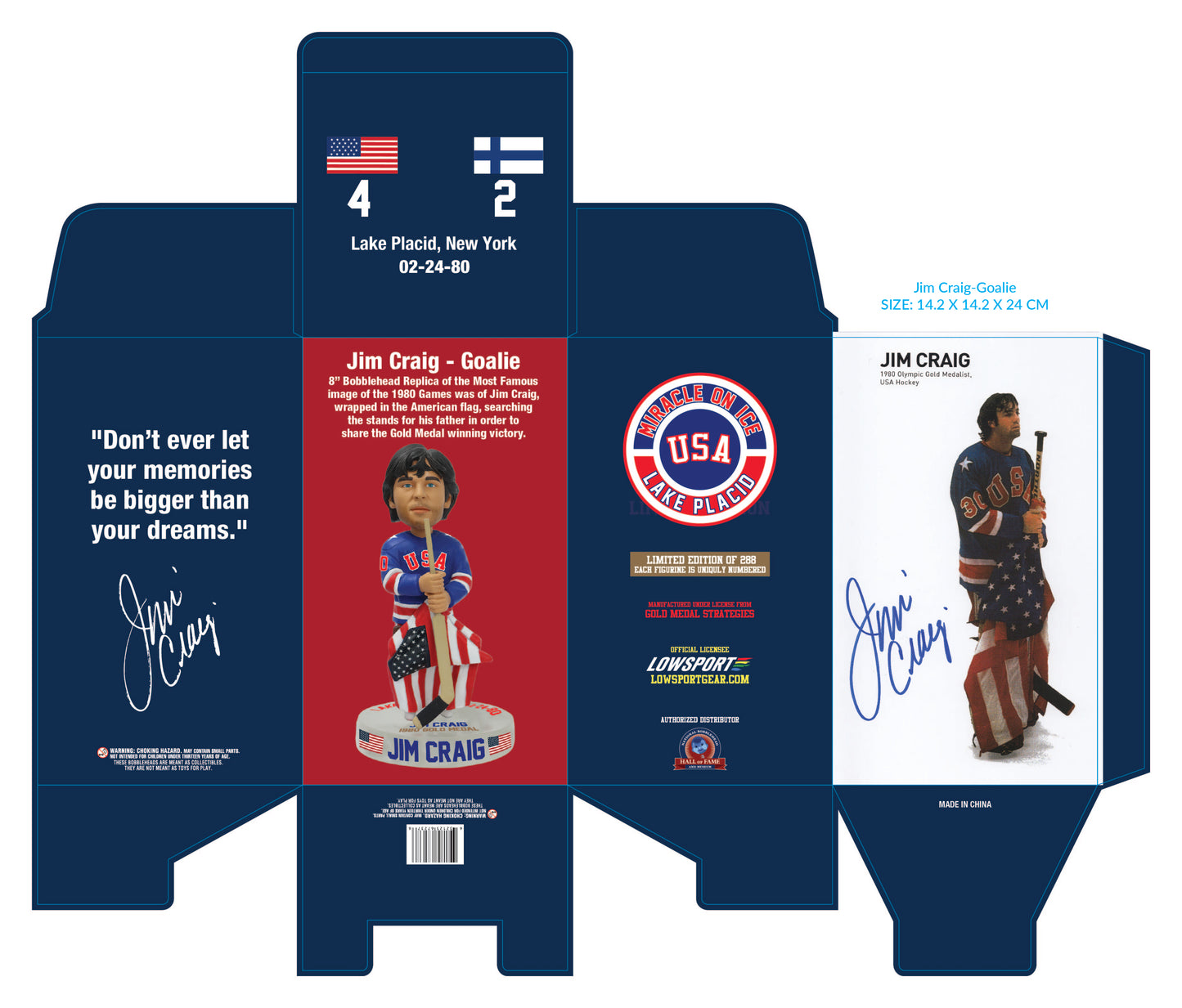 Jim Craig 1980 Olympics Lake Placid Gold Medal “Miracle On Ice” Officially Bobblehead Edition of 144- Ships by 9/01/25
