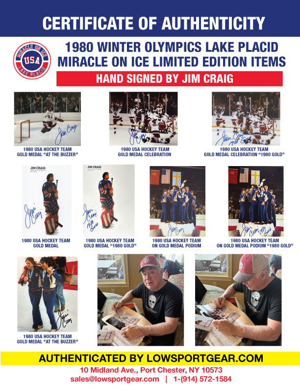 Jim Craig Signed Photo 8"X10" Miracle on Ice USA Hockey Team 1980 Gold Medal Celebration