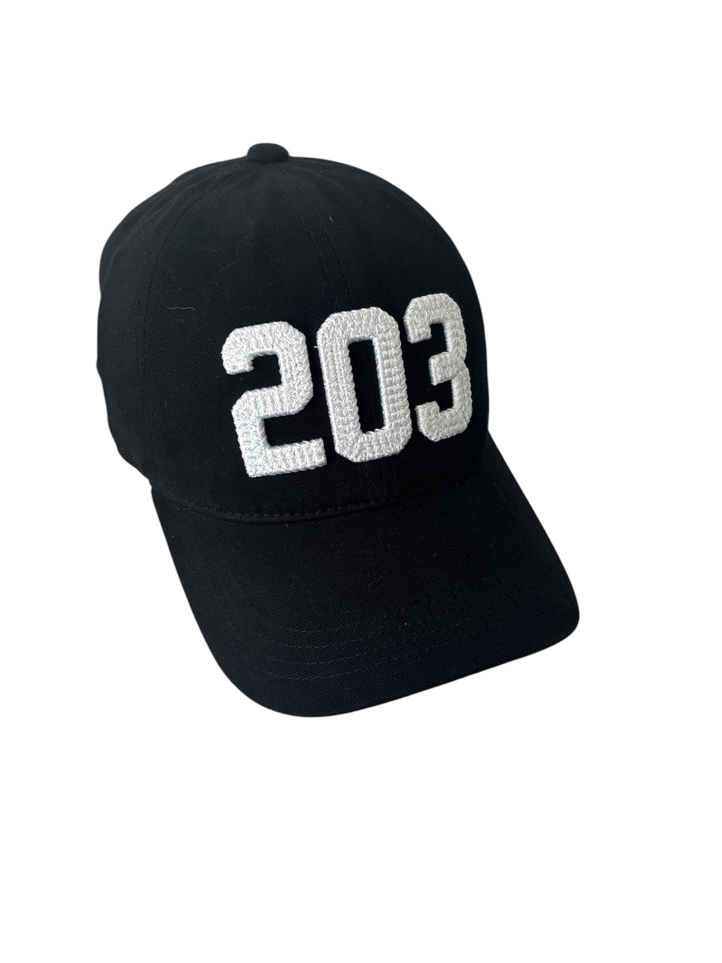 203 Connecticut Area Code High Quality 3D Embroidered Hat - Will ship by June 10
