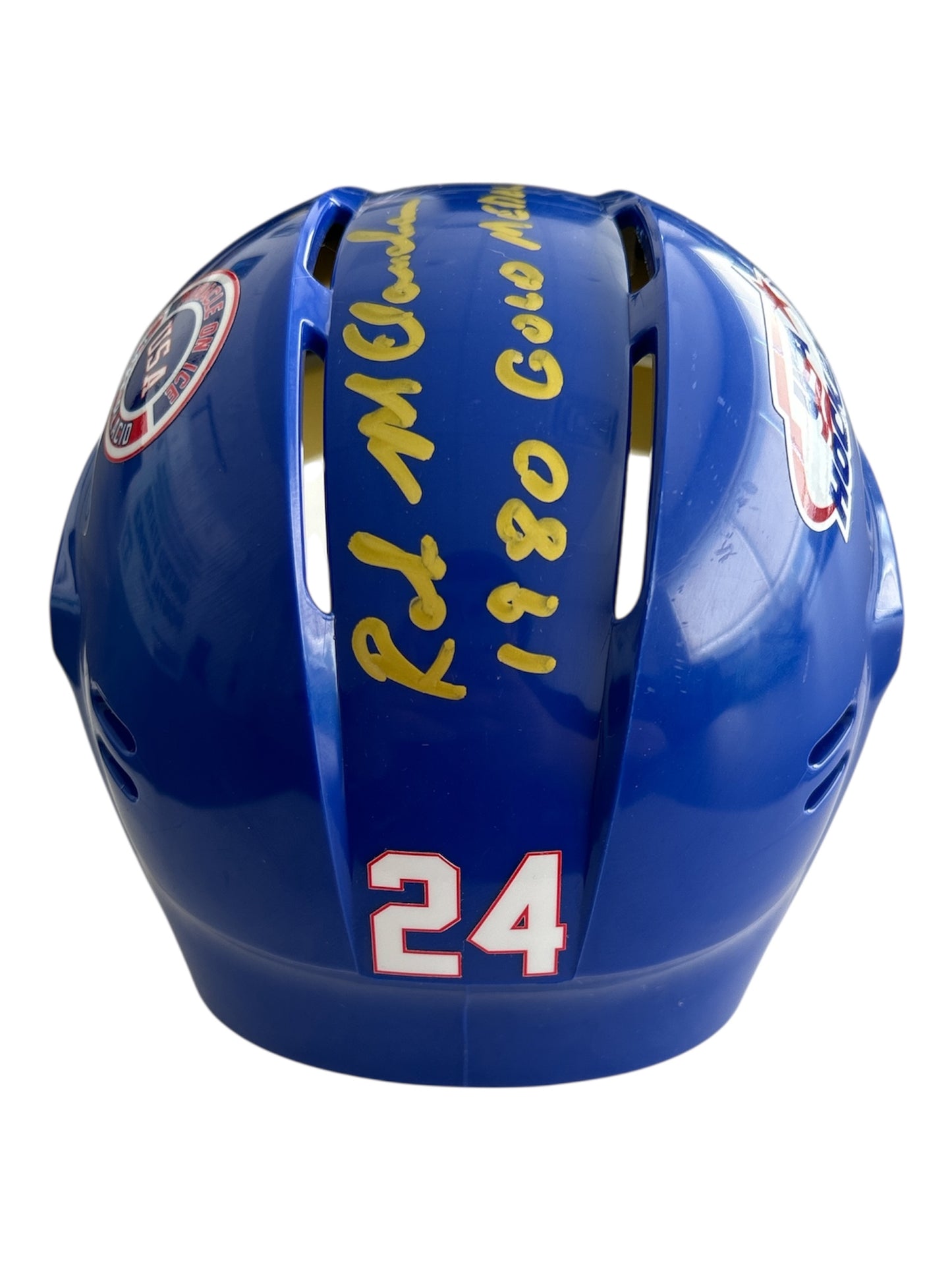Rob McClanahan USA Hockey Miracle on Ice Blue Mini Hockey Helmet Hand Signed