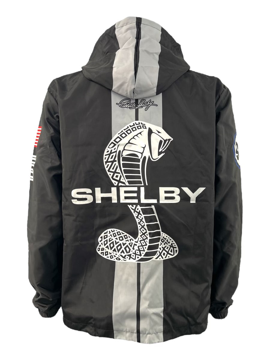 Carroll Shelby Shelby American Black Two Stripe Waterproof Windbreaker