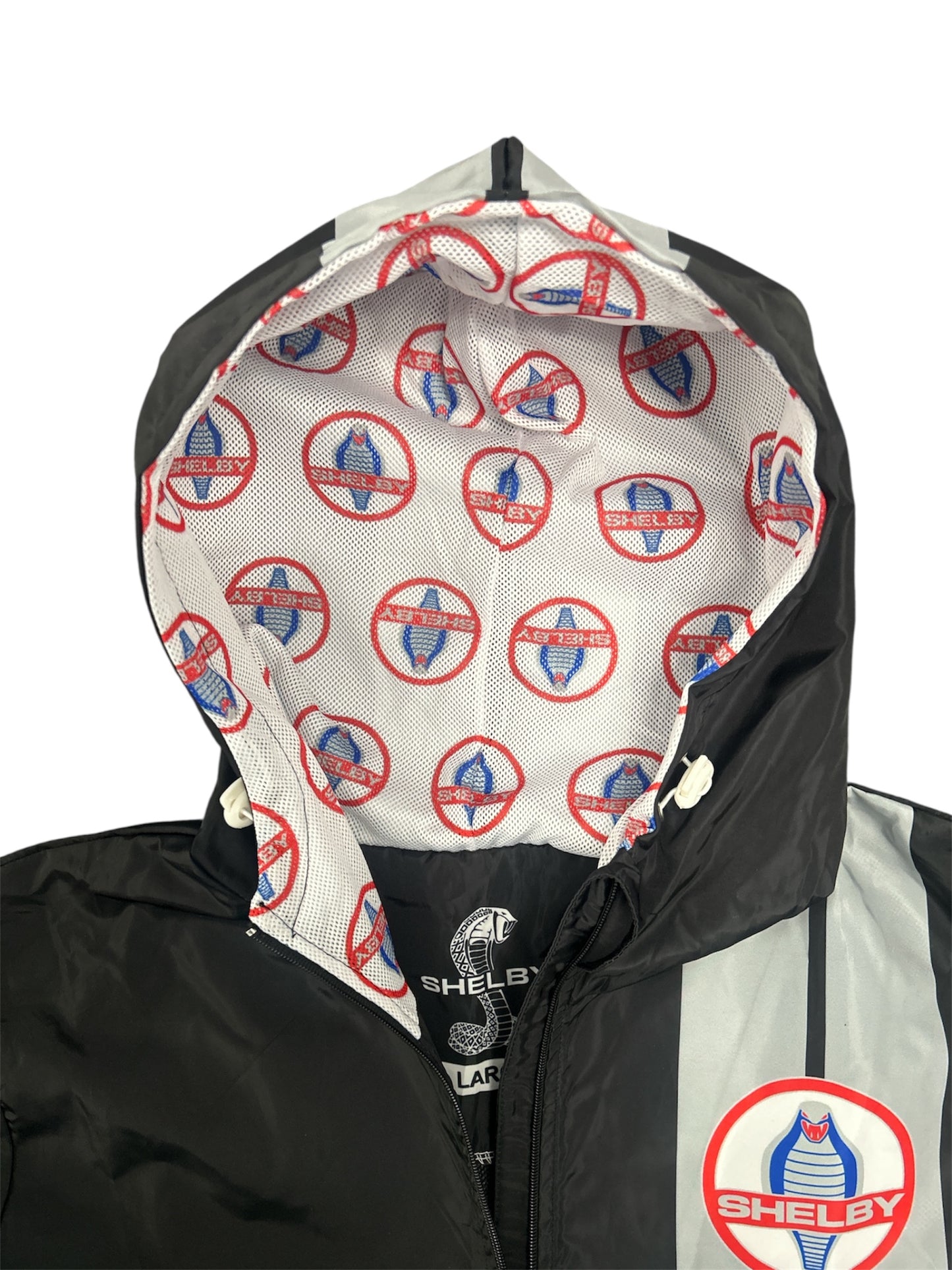 Carroll Shelby Shelby American Black Two Stripe Waterproof Windbreaker