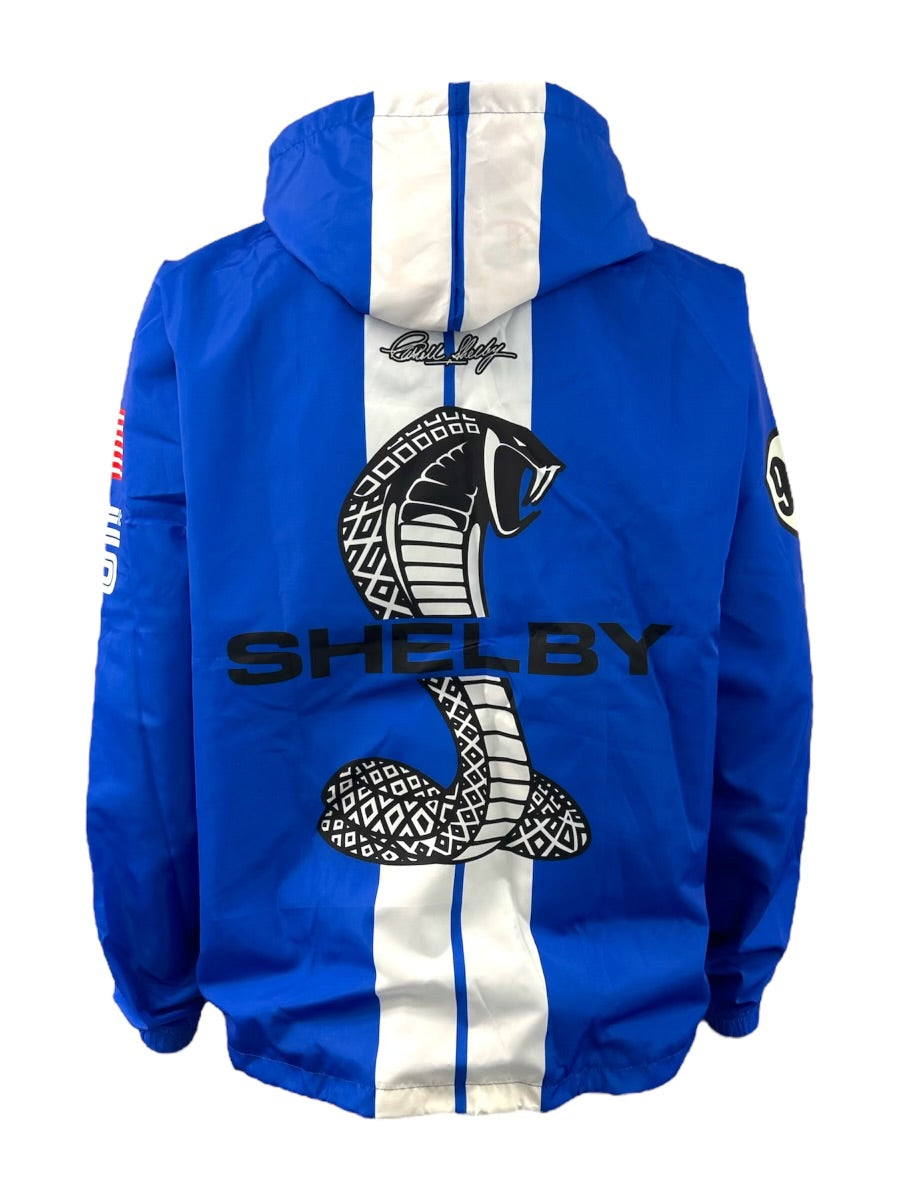 Carroll Shelby Shelby American Blue Two Stripe Waterproof Windbreaker