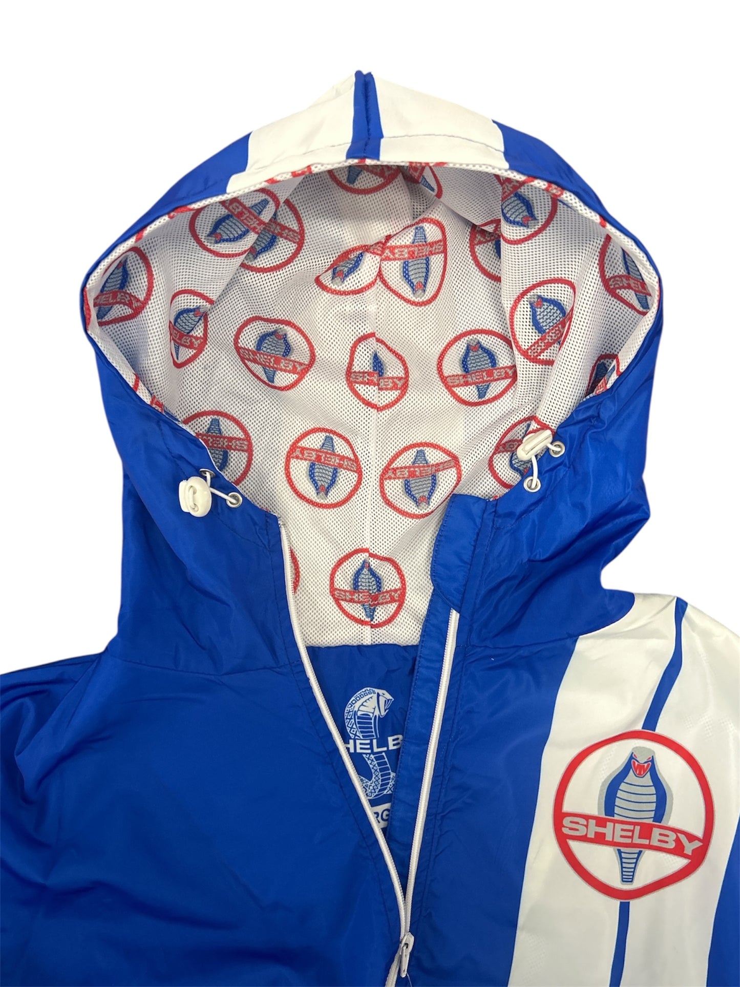 Carroll Shelby Shelby American Blue Two Stripe Waterproof Windbreaker