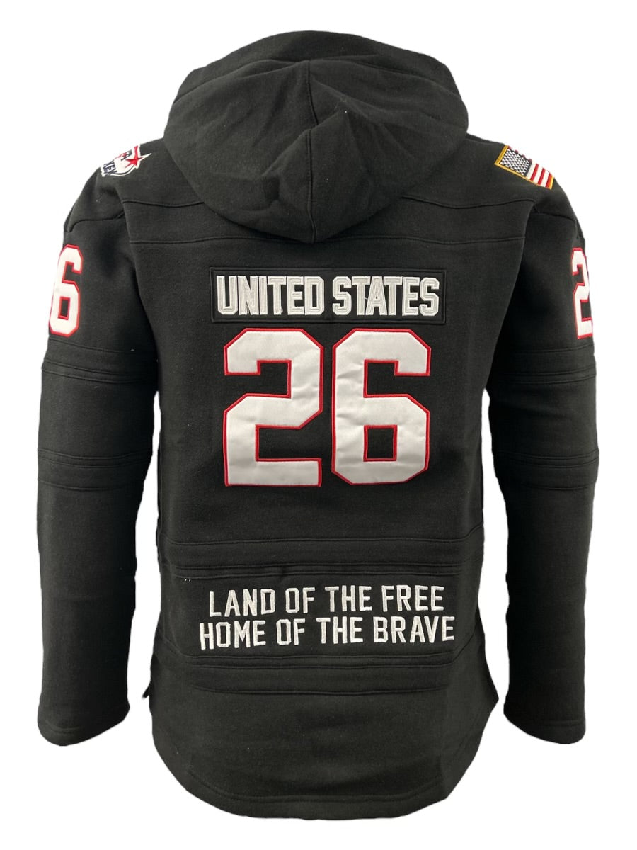 USA Hockey Shield Logo Official Embroidered Black Lace Hoodie