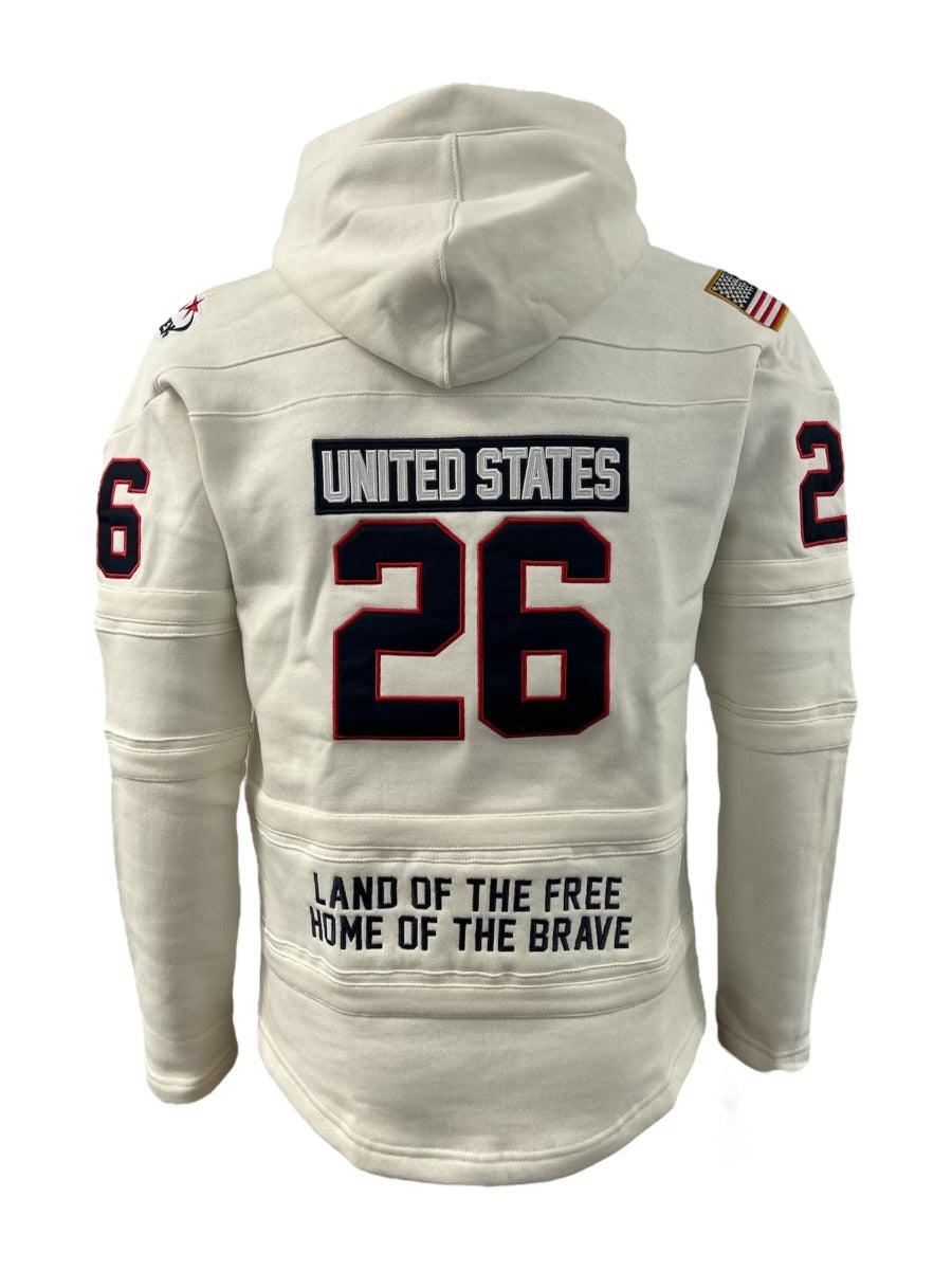 USA Hockey Shield Logo Official Embroidered Vintage White Lace Hoodie