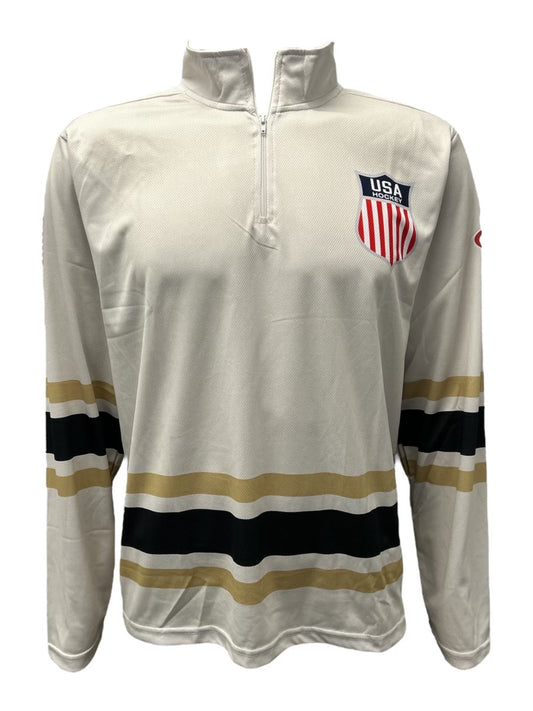 USA Hockey Shield Logo Official Vintage White Youth 1/4 Zip Pullover