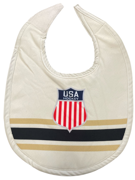 USA Hockey Shield Logo Official Vintage White Baby Bib