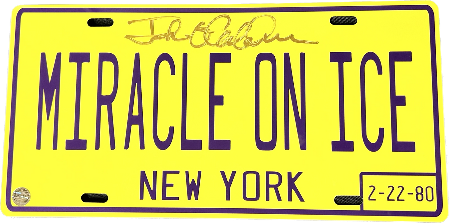 Jack O'Callahan USA Hockey Miracle on Ice 1980 New York State License Metal Plate SIGNED