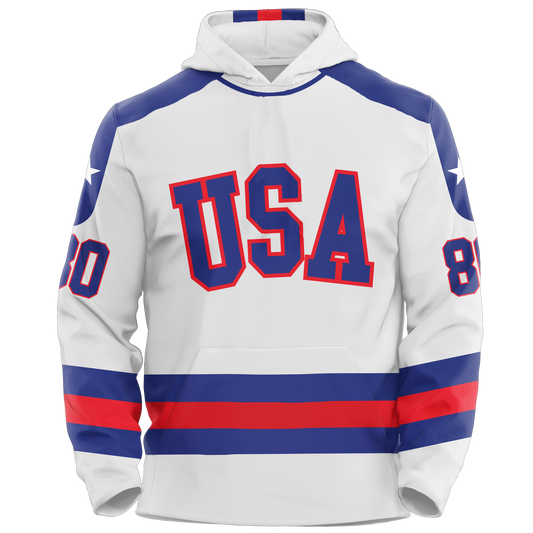 USA Hockey Miracle on Ice 1980 Jersey Authentic  White Youth Hoodie