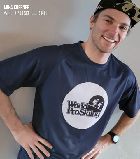 World Pro Ski Tour  Retro Logo 1980's Performance Tee- Navy
