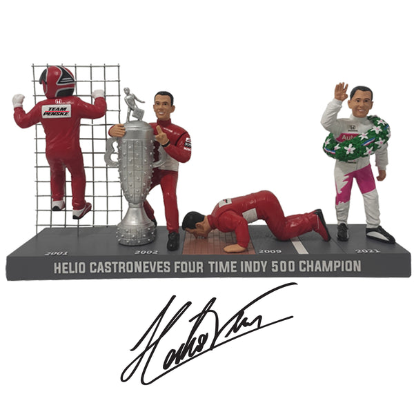 Helio Castroneves Indy 500 officially licensed 4 Win set Hand Signed by Helio