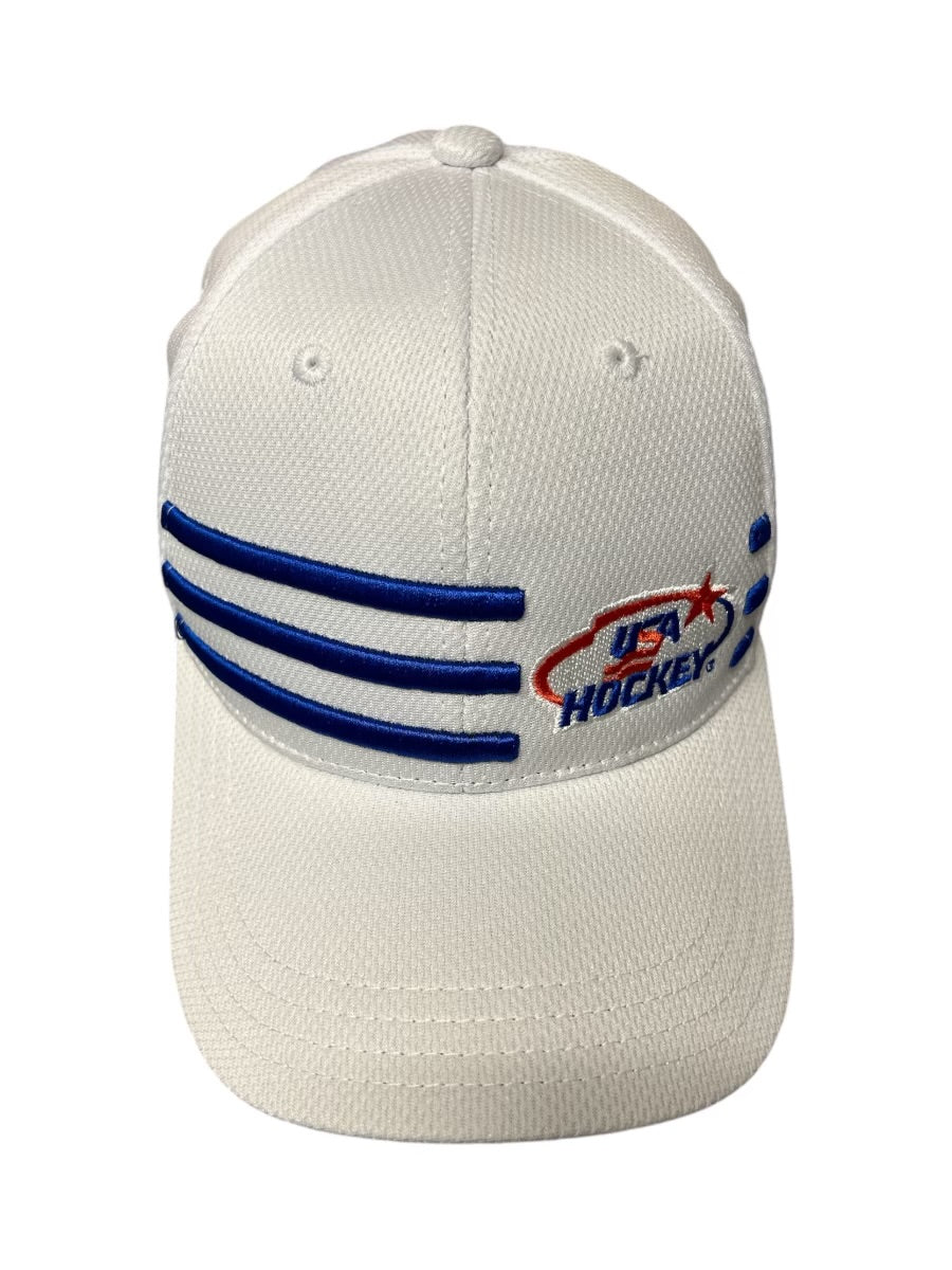 USA Hockey Official 3 Stripe Logo White Hat