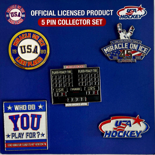 Miracle on Ice 1980 USA Hockey Team Official 5 Lapel Pin Collector Set