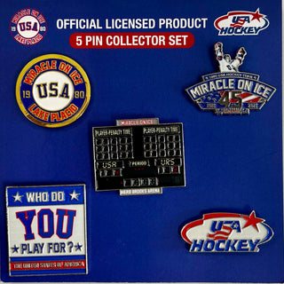 Miracle on Ice 1980 USA Hockey Team Official 5 Lapel Pin Collector Set