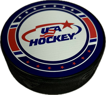 USA Hockey Puck white