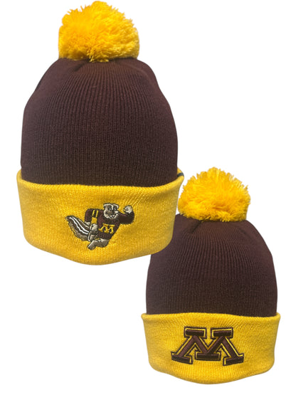 University of Minnesota Golden Gophers Official Hockey Goldy Pom Pom Knit Hat