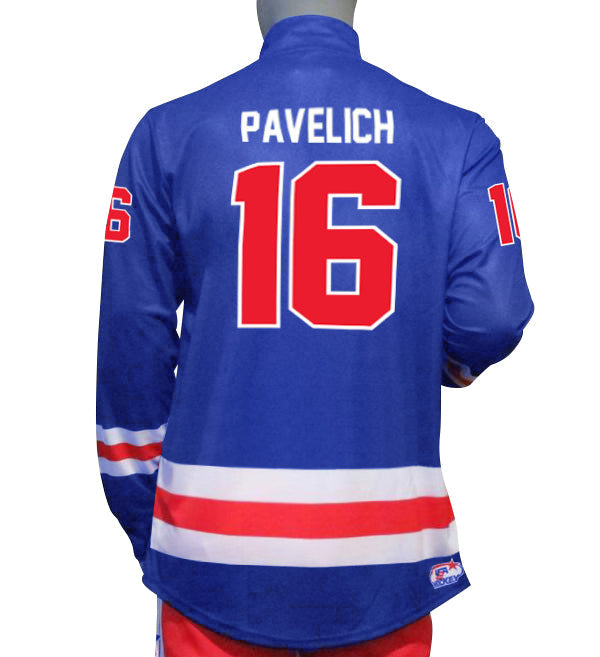 Mark Pavelich USA Hockey Miracle on Ice 1980 Official 1/4 Zip Pullover XL- Blue