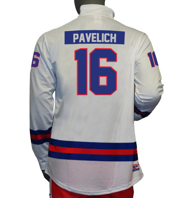 Mark Pavelich USA Hockey Miracle on Ice 1980 Official 1/4 Zip Pullover 2XL- White