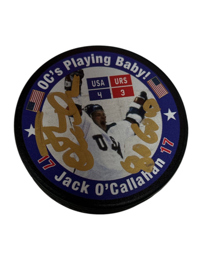 Jack O'Callahan Signed Officially licensed Miracle on Ice 1980 "O.C. is playing, baby!" Hockey Puck