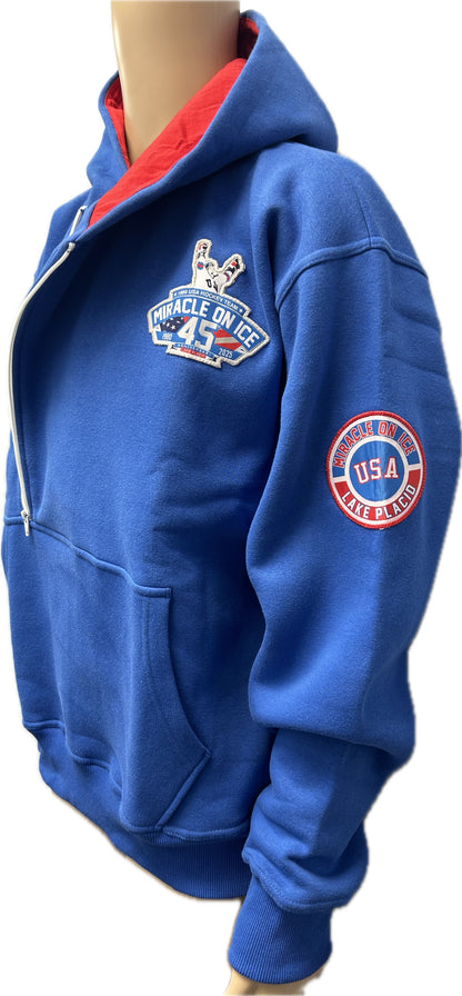 1980 Miracle on Ice  45th Anniversary (1980-2025) Official Side Zip Hoodie Embroidered