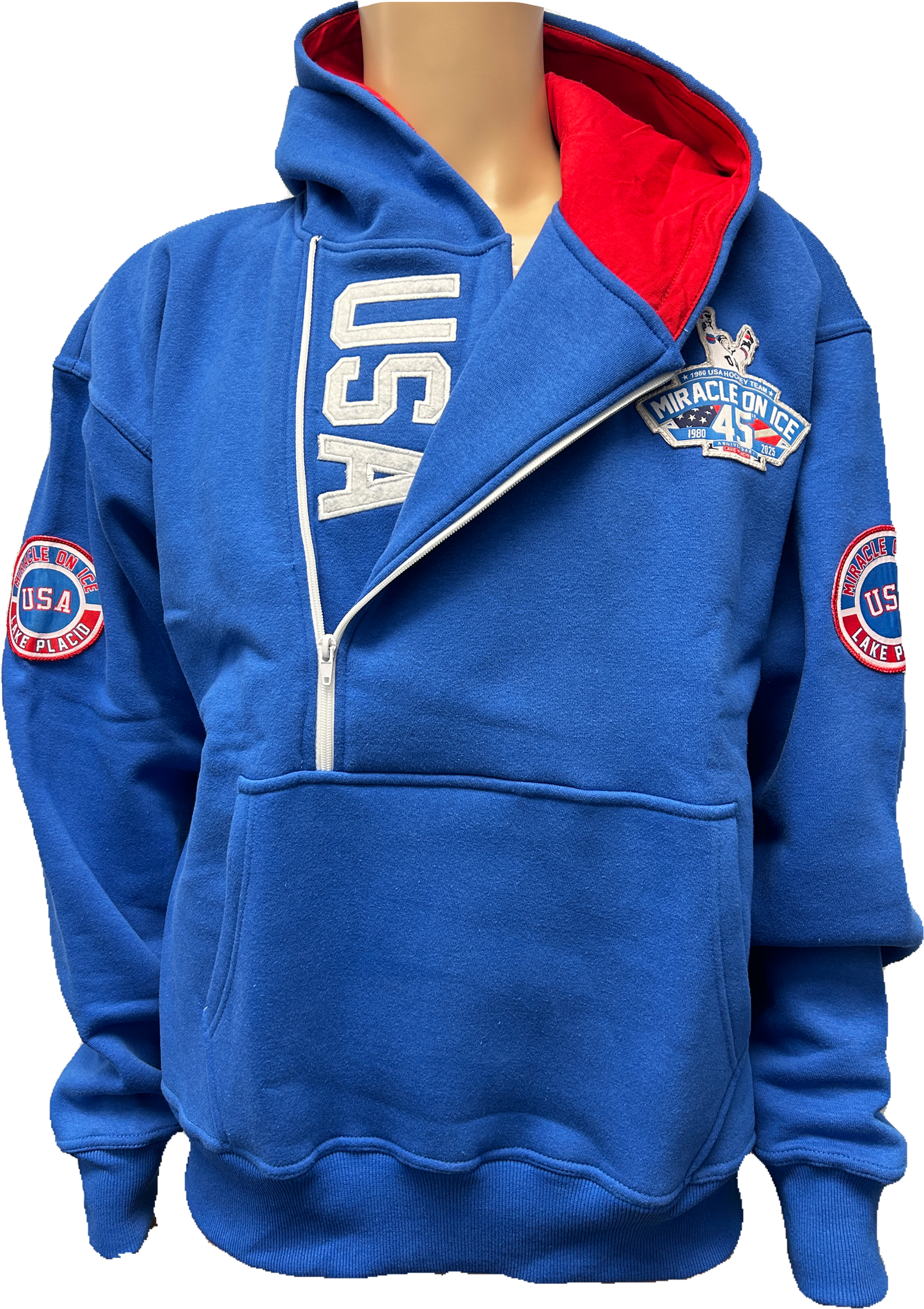 1980 Miracle on Ice  45th Anniversary (1980-2025) Official Side Zip Hoodie Embroidered