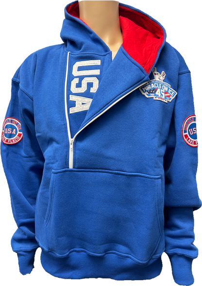 1980 Miracle on Ice  45th Anniversary (1980-2025) Official Side Zip Hoodie Embroidered