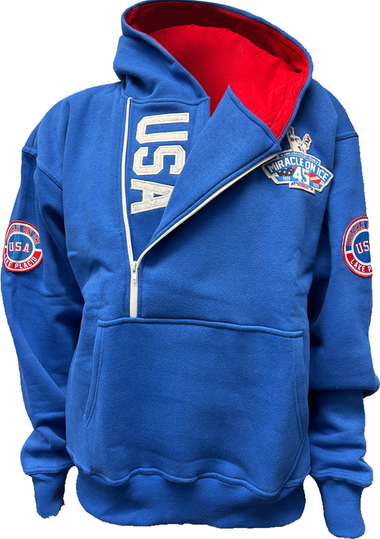 1980 Miracle on Ice  45th Anniversary (1980-2025) Official Side Zip Hoodie Embroidered