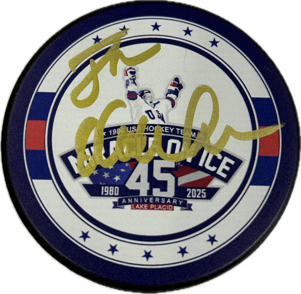 Jack O'Callahan USA Hockey Miracle On Ice 45th Anniversary (1980-2025) Hockey Puck Hand Signed