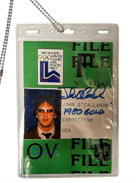 1980 Lake Placid Winter Olympics competitor badge for John O Callaghan