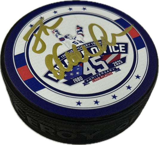 Jack O'Callahan USA Hockey Miracle On Ice 45th Anniversary (1980-2025) Hockey Puck Hand Signed