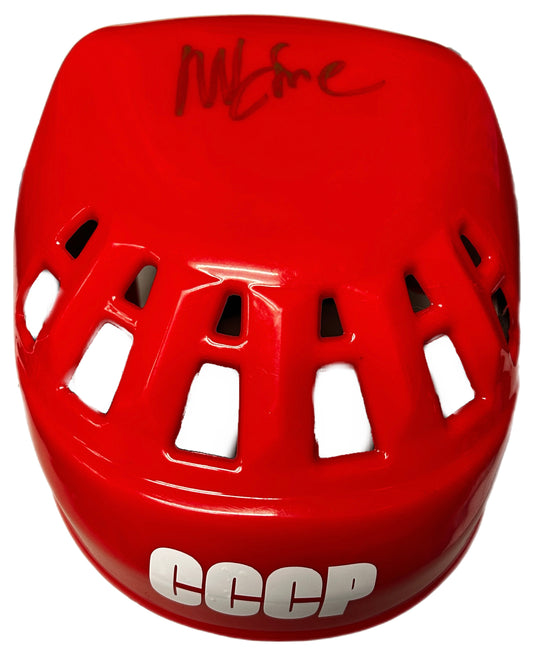 Mike Eruzione CCCP Russian 1980 Lake Placid Winter Olympics Hockey Helmet Hand Signed