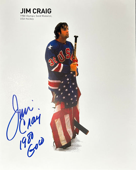 Jim Craig 1980 Gold Signed Photo 8"X10" Miracle on Ice 1980 USA Hockey