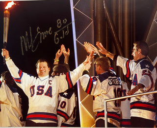 Mike Eruzione Miracle on Ice 1980 USA Hockey Team Celebration Night Photo 8X10 Signed