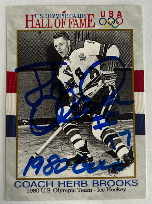 Jack O'Callahan Signed 1991 USA Olympics Hall of Fame Coach Herb Brooks Card